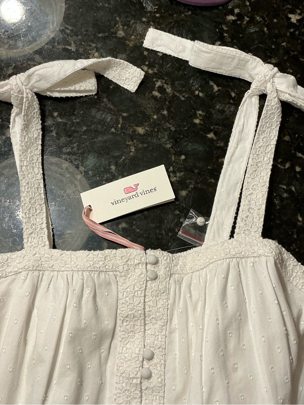 Vineyard Vines White Eyelet Button Front Sundress - Picture 3 of 6
